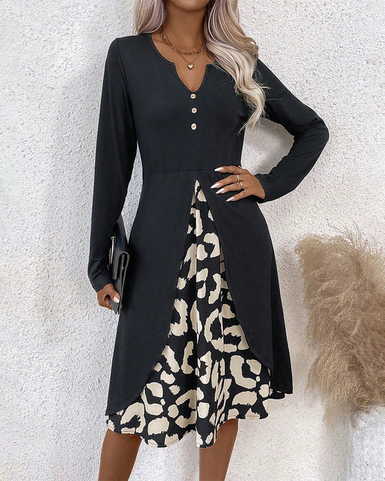 Patchwork Printed Casual Dress