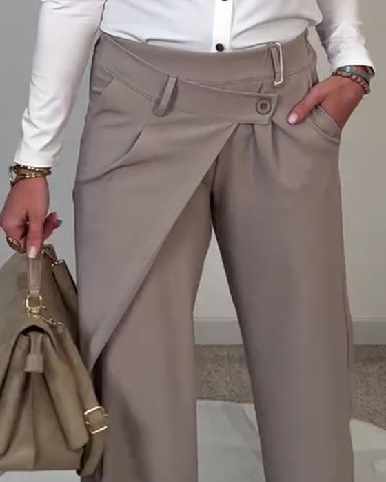 Casual Solid Color Irregular Pants