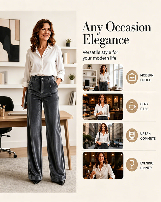 Solid Color Velvet Pocket Long Pants