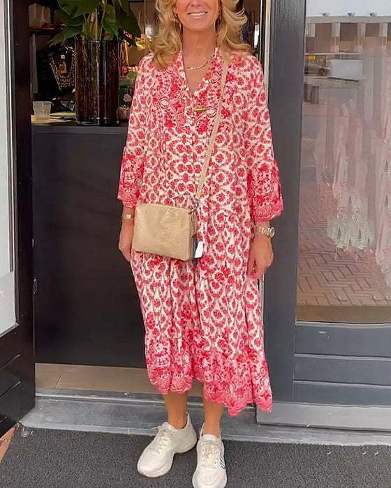 Fish scale print casual dress