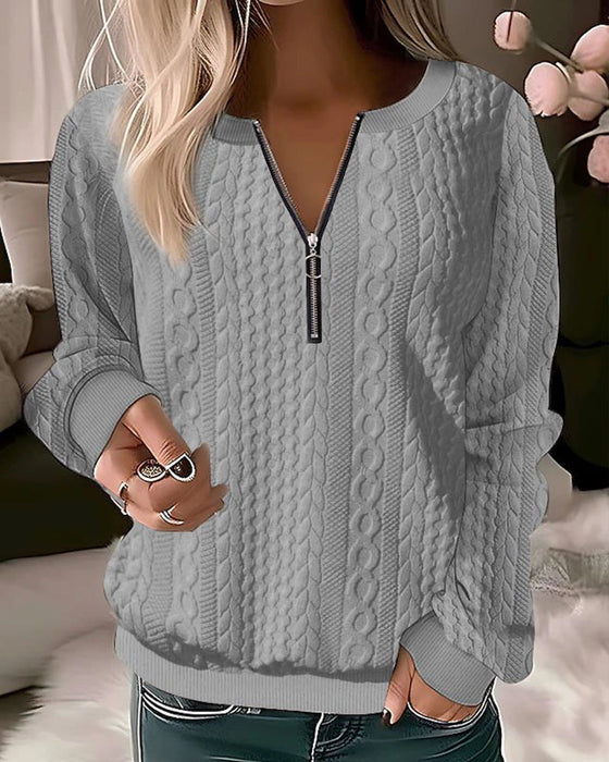 Solid color zipper sweatshirt