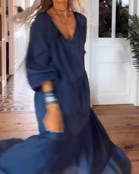 V neck loose dress