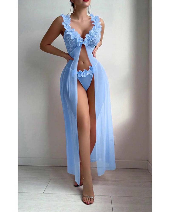 Flower Suspender See-Through Lingerie