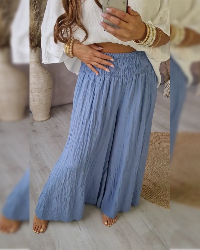 Pleated Relaxed Straight Leg Pants