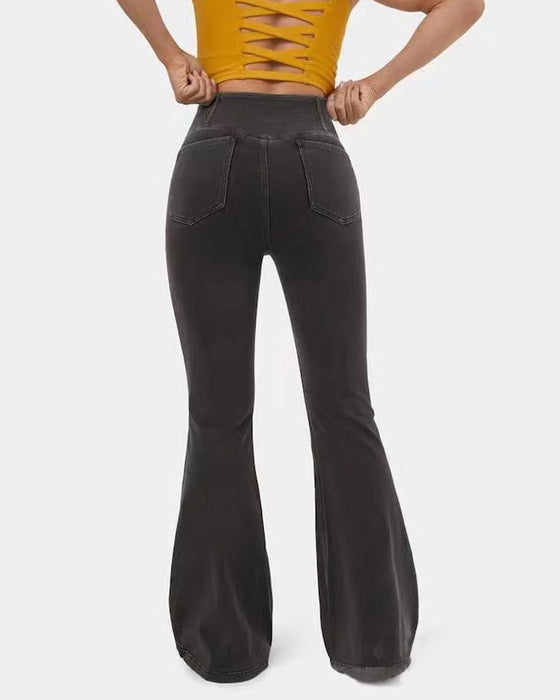 High Stretch Fashion Pocket Flare Pants
