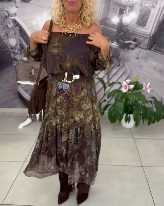 Elegant Floral Print Long Dress