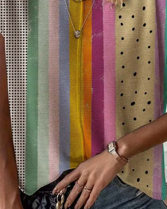 Polka Dot Rainbow Stripe Pullover