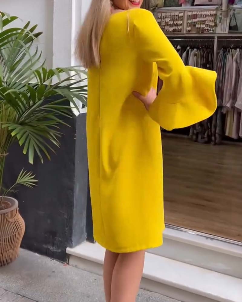 Ruffle Sleeve Shift Dress