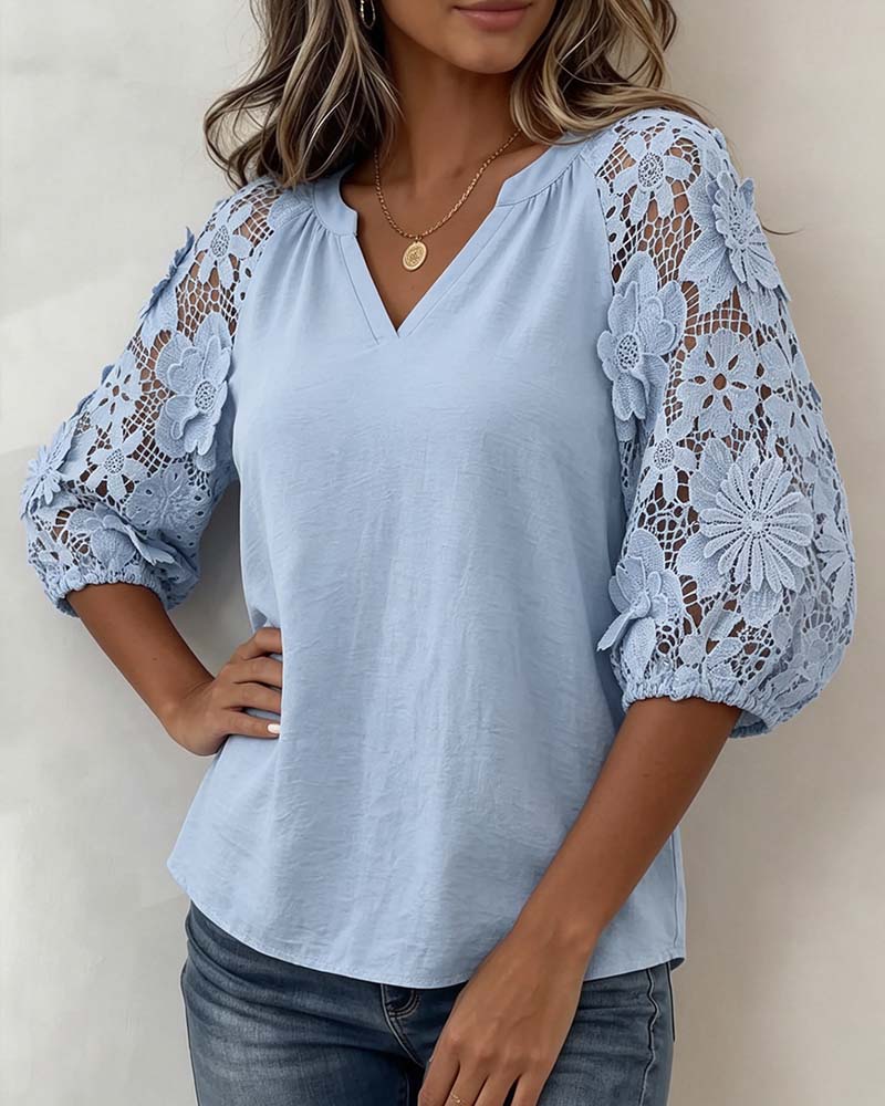 Floral Patchwork Casual Blouse