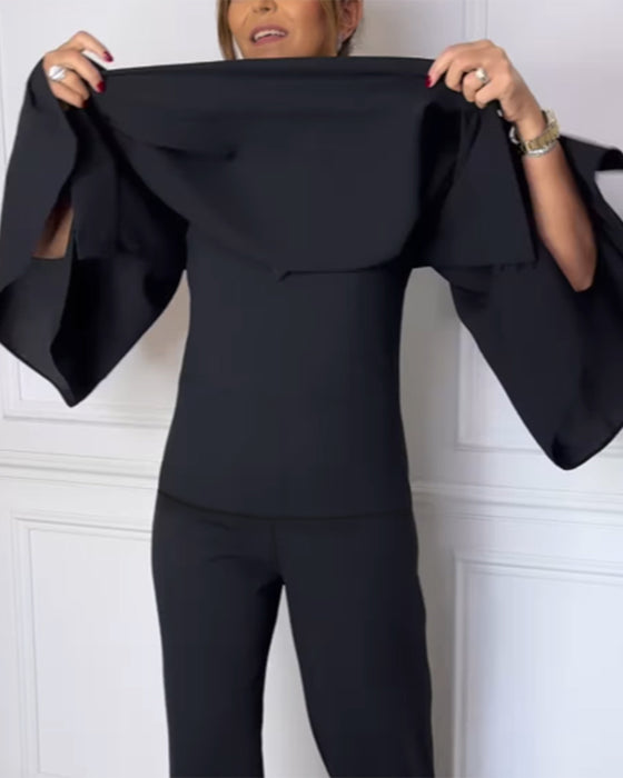 V-Neck Elegant Butterfly Sleeve Blouse