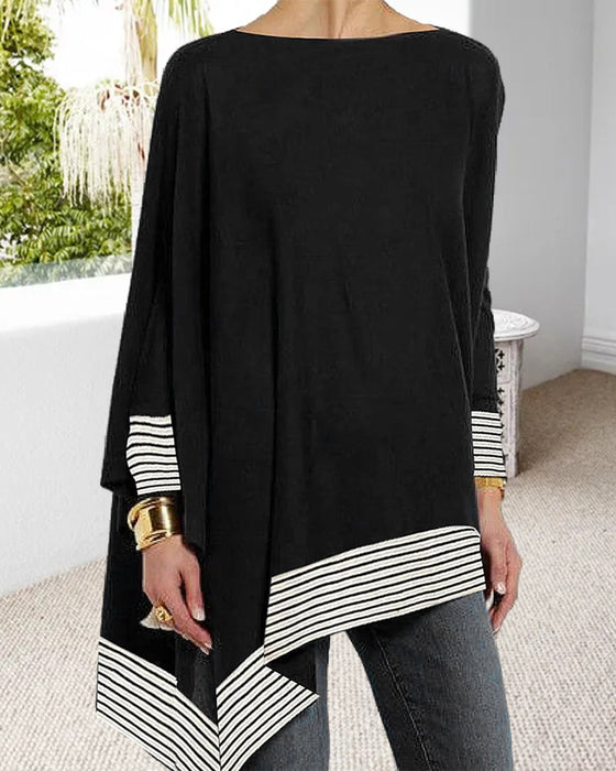 Striped paneled long-sleeved top