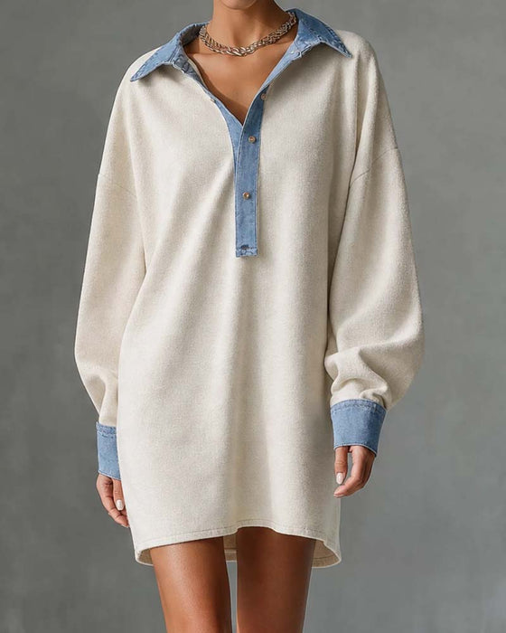 Patchwork Casual Long Sleeve Dress