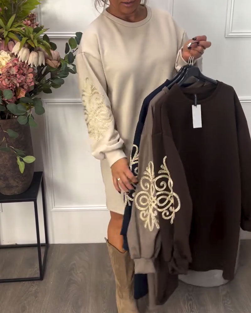 Round-Neck Loose-Fitting Dress