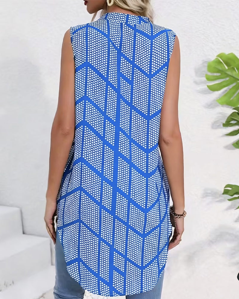 Geometric Print Sleeveless Blouse