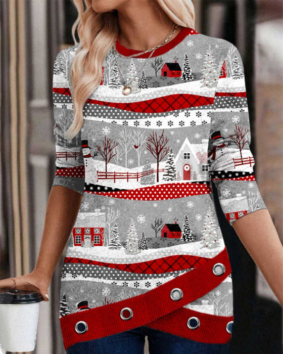 Christmas print cross sweatshirt