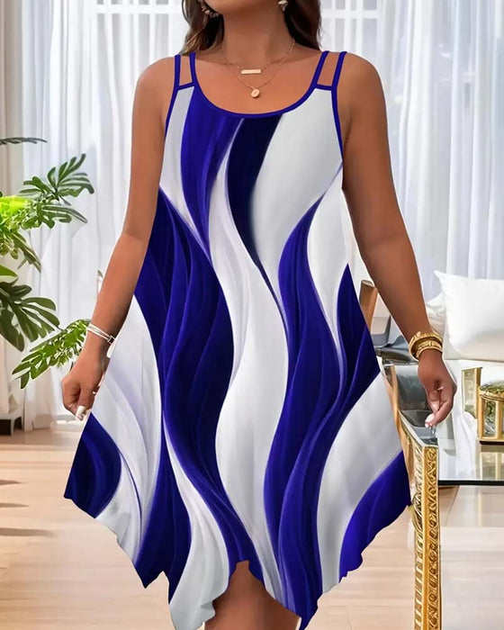 Color-Block Wavy Camisole Dress