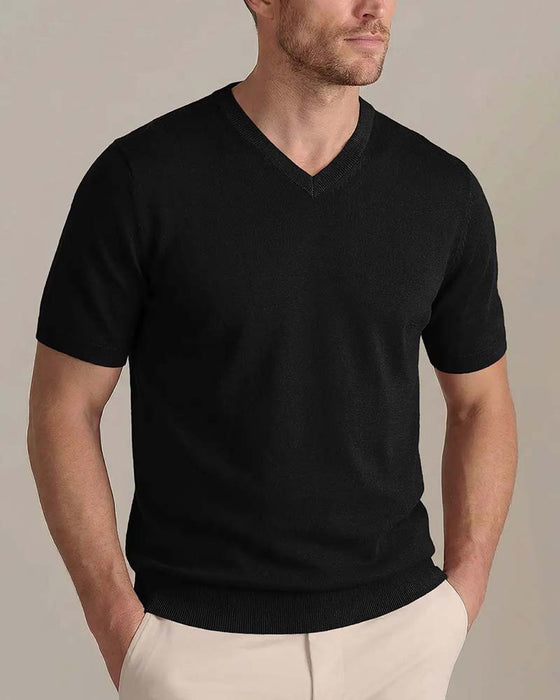 Mini V-Neck Casual Solid Pullover