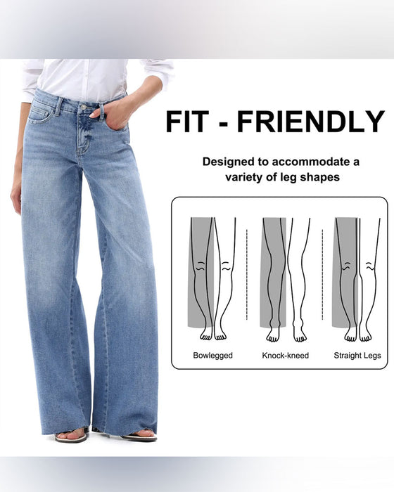 Pocket Button Wide Leg Jeans