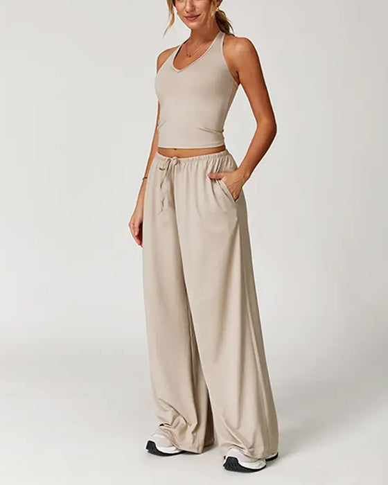 Halter V-Neck Casual Set