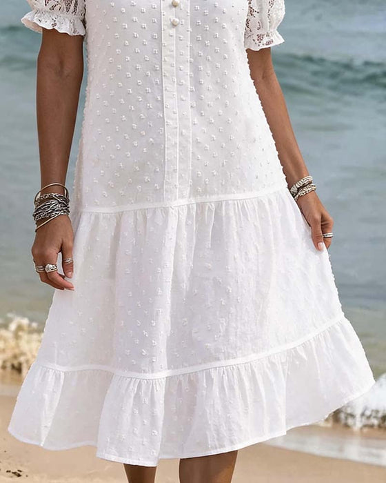 Puff Sleeve Lace Resort Dress