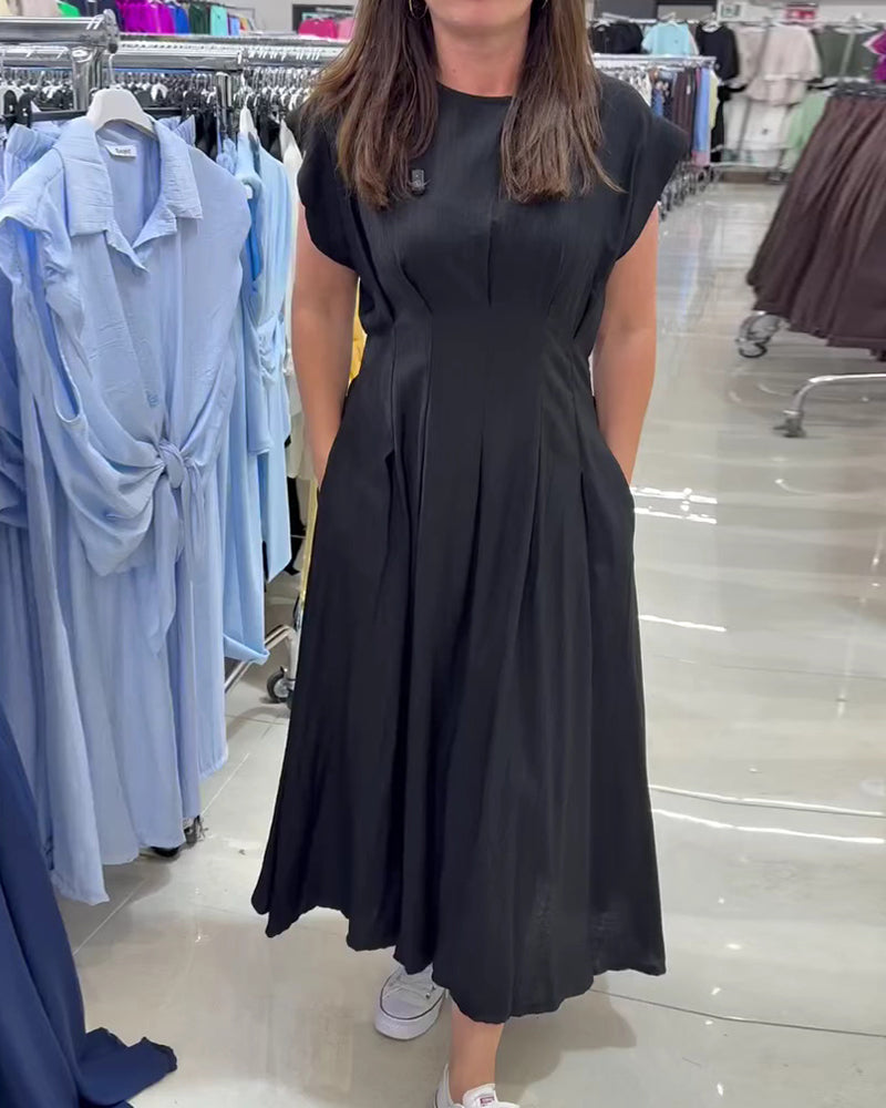Shirred Flutter Sleeve Waist Dress
