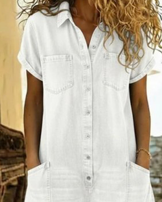 Short Sleeve Denim Jumpsuits