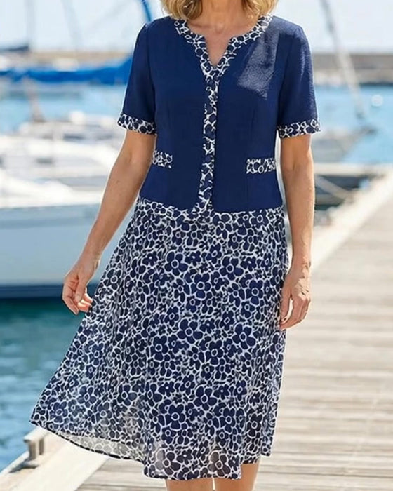 Patchwork Floral Top + Floral Skirt Set