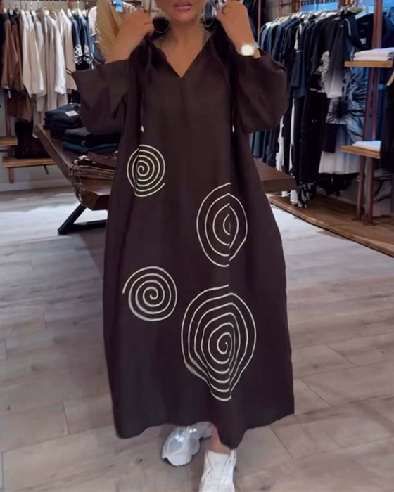 Hooded Long Sleeve Loose Dress