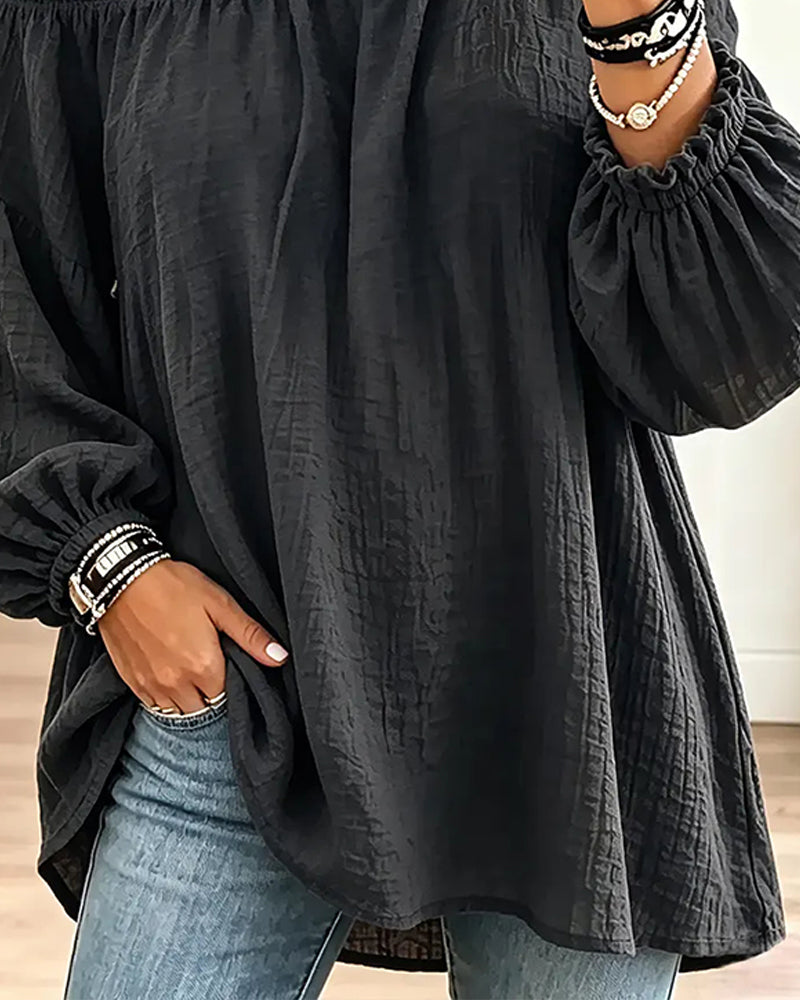 Off-Shoulder Loose Solid Color Top