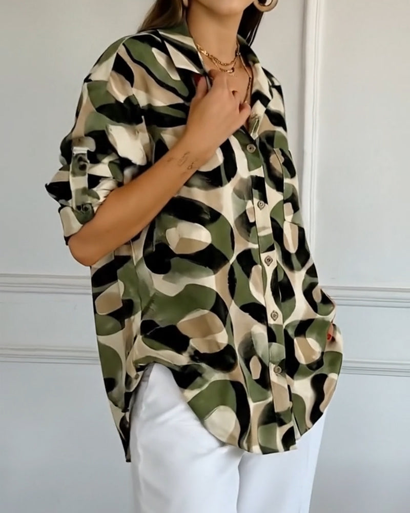 Circular Print Relaxed-Fit Shirt