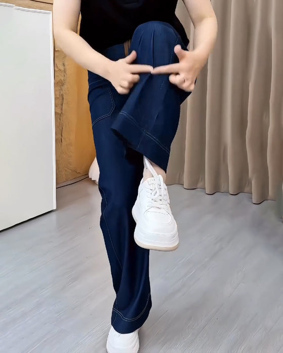 Loose-Fitting High-Waisted Slimming Wide-Leg Pants