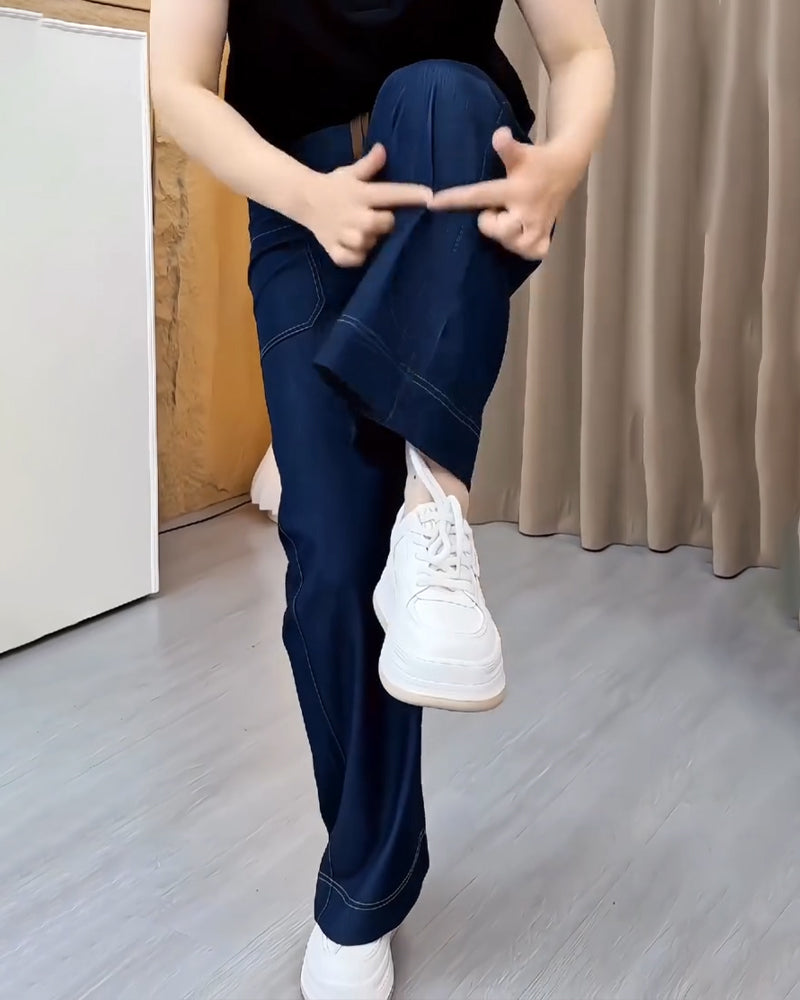 Loose-Fitting High-Waisted Slimming Wide-Leg Pants
