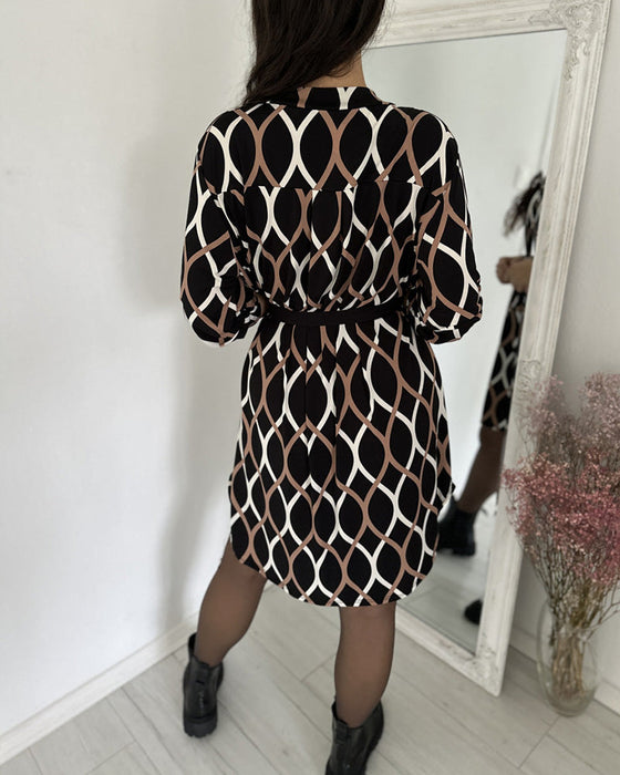 Retro rhombus print dress