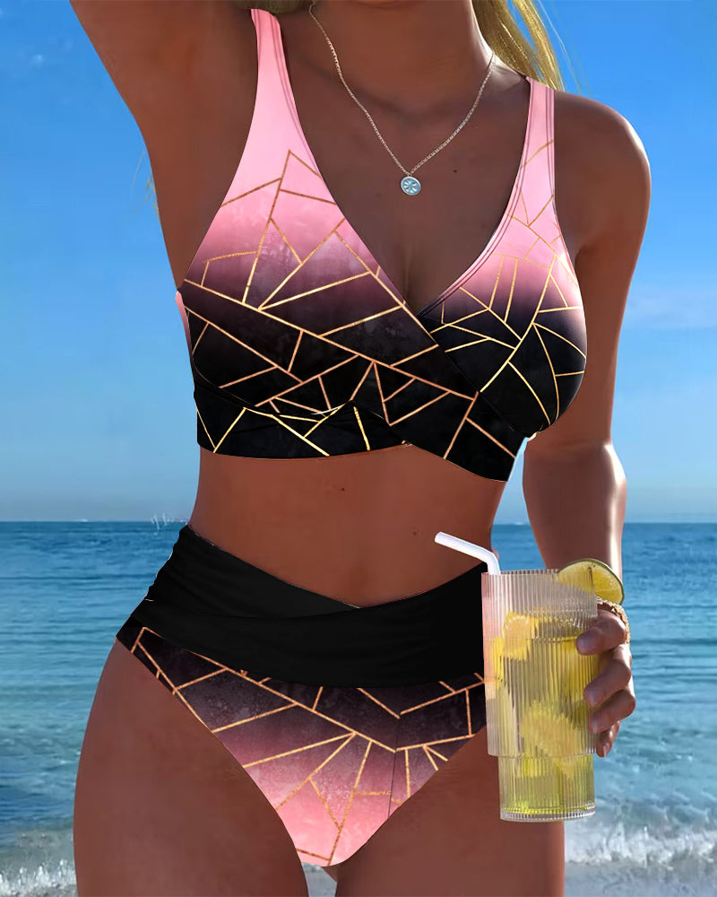 Gradient Geometric Line Bikini