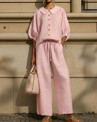 Peter Pan Collar Lantern Sleeve Set