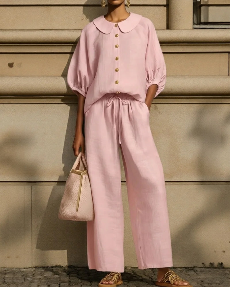 Peter Pan Collar Lantern Sleeve Set