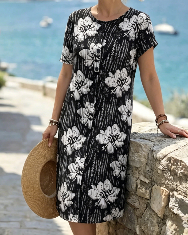 Casual Floral Short Sleeve Dress