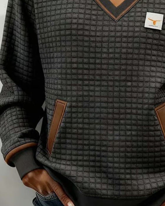 Casual Long-Sleeved V-Neck Sweatshirt