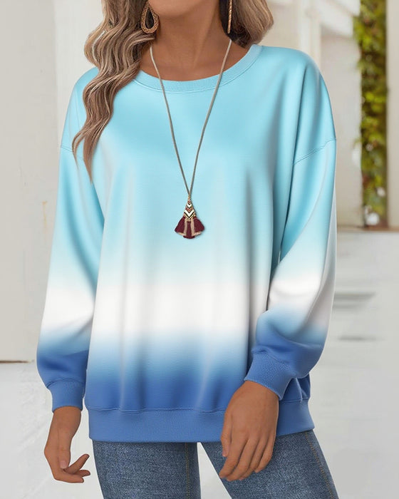 Casual Gradient Crew Neck Sweatshirt