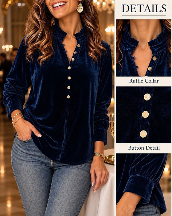Solid Button Elegant Blouse