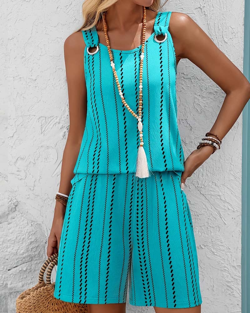 Sleeveless Tank Top Shorts Casual Suit