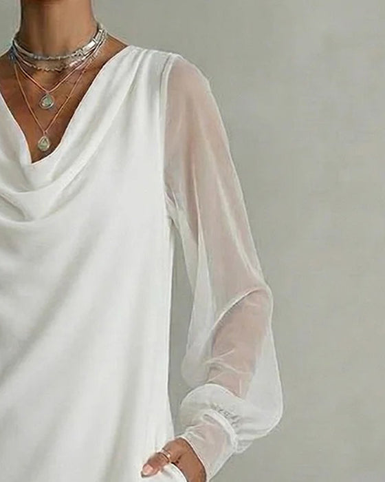 Breathable Sleeve Cowl Neck Dress