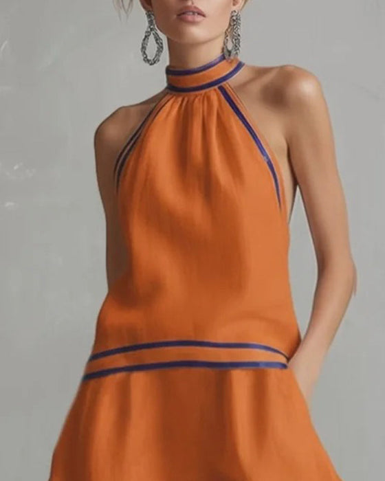 Halter Neck Contrast Dress