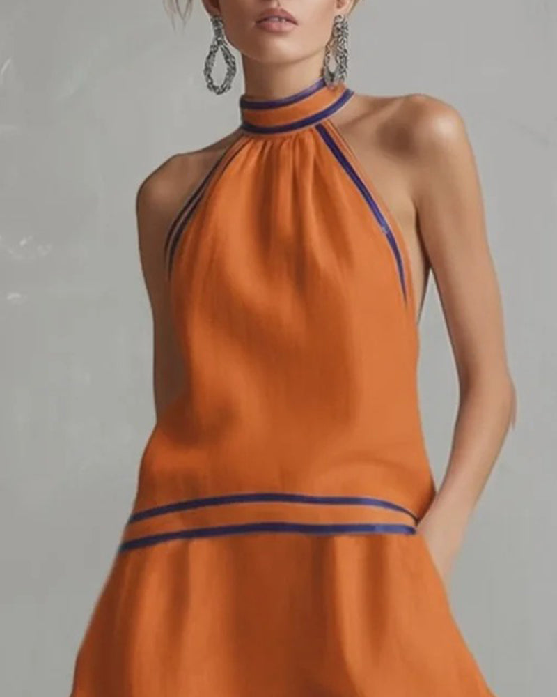 Halter Neck Contrast Dress