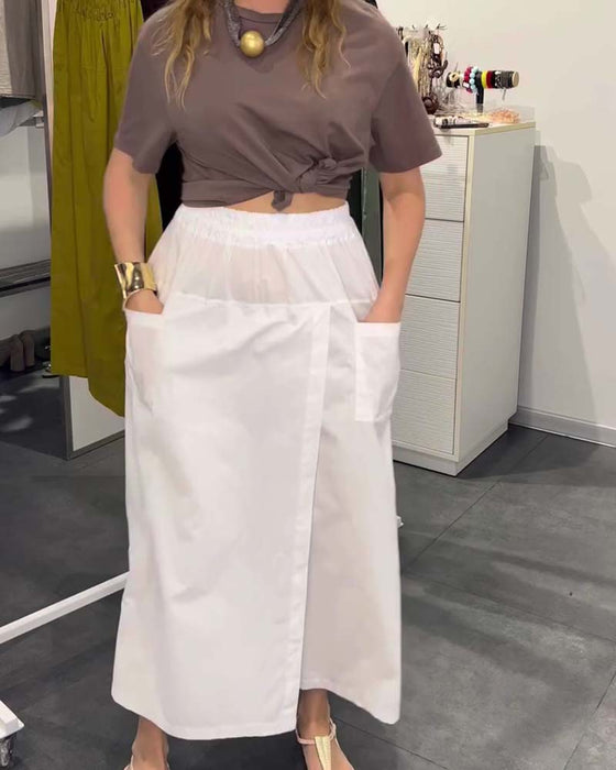 Casual Apron Style Ankle-Length Pants