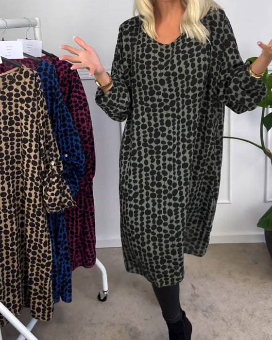 Retro polka dot v-neck dress