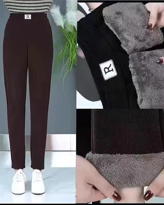 High Waist Fleece-Lined Thickened Jogger Pants