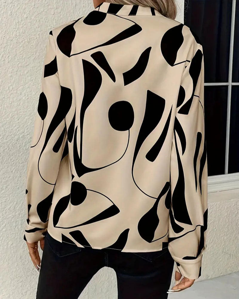 Abstract Geometric Print Blouse