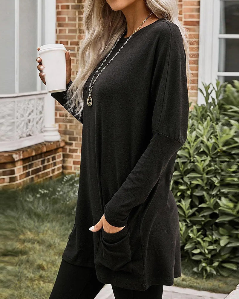 Long Sleeve Casual Pocket T-shirt