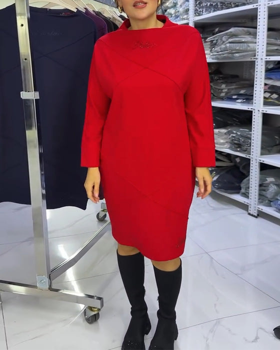 Fashionable Half-High Collar Dress